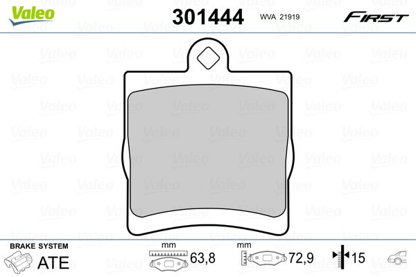 Brake Pad Set, disc brake VALEO 301444