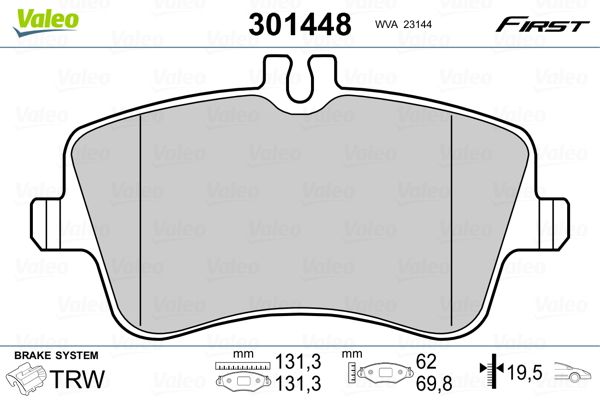 Brake Pad Set, disc brake VALEO 301448