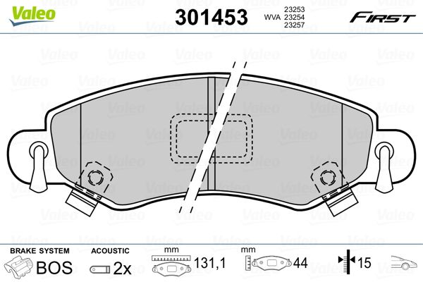 Brake Pad Set, disc brake VALEO 301453