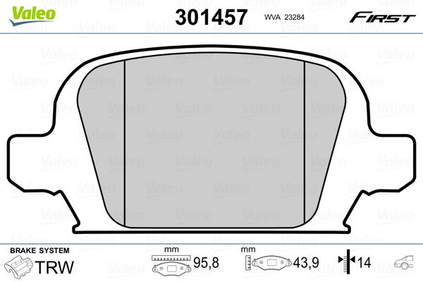 Brake Pad Set, disc brake VALEO 301457