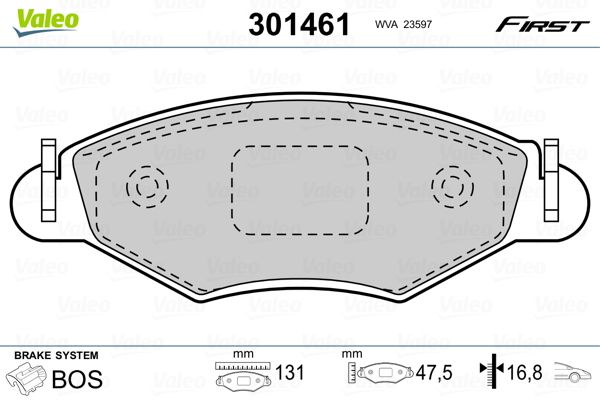 Stabdžių trinkelių rinkinys, diskinis stabdys VALEO 301461