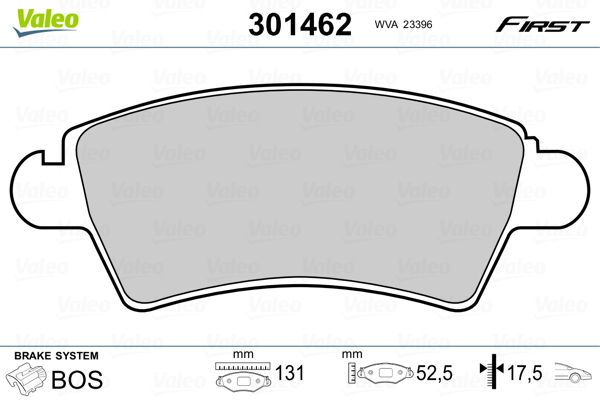 Brake Pad Set, disc brake VALEO 301462