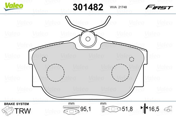 Brake Pad Set, disc brake VALEO 301482