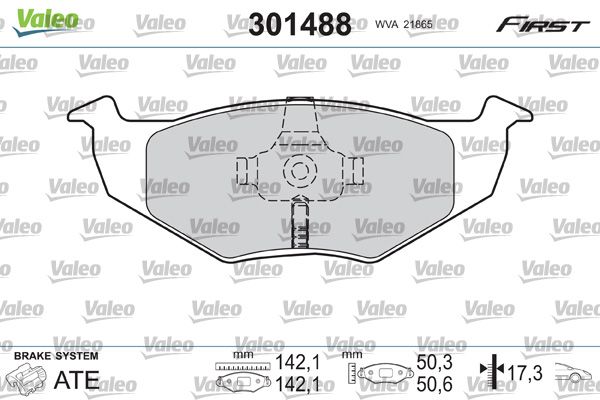 Комплект гальмівних накладок, дискове гальмо VALEO 301488