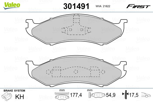 Brake Pad Set, disc brake VALEO 301491