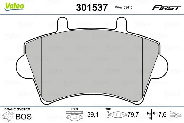 Brake Pad Set, disc brake VALEO 301537