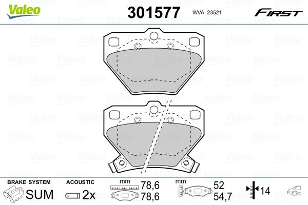 Brake Pad Set, disc brake VALEO 301577