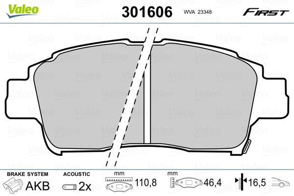 Brake Pad Set, disc brake VALEO 301606