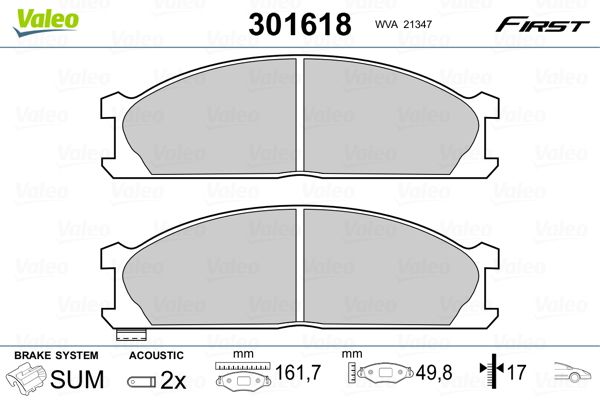 Brake Pad Set, disc brake VALEO 301618