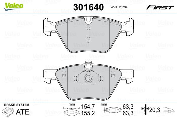 Brake Pad Set, disc brake VALEO 301640