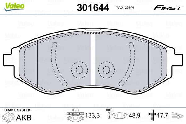 Brake Pad Set, disc brake VALEO 301644