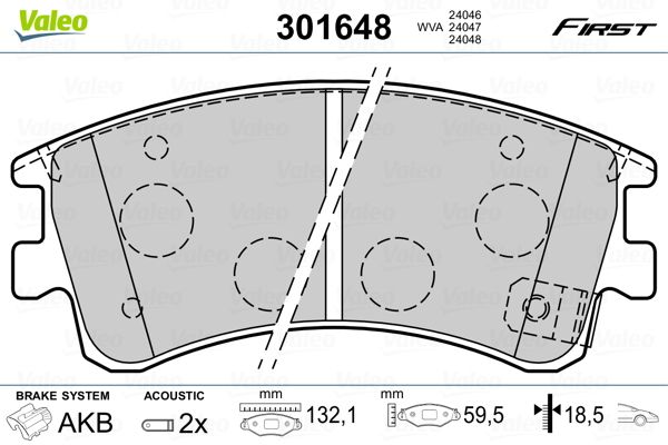 Brake Pad Set, disc brake VALEO 301648