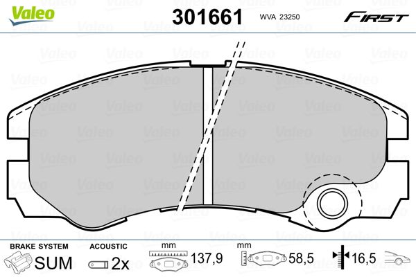 Brake Pad Set, disc brake VALEO 301661