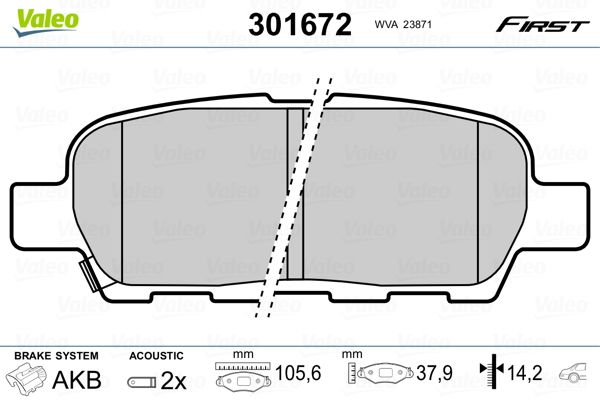 Brake Pad Set, disc brake VALEO 301672