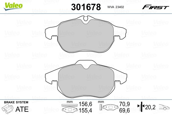 Stabdžių trinkelių rinkinys, diskinis stabdys VALEO 301678
