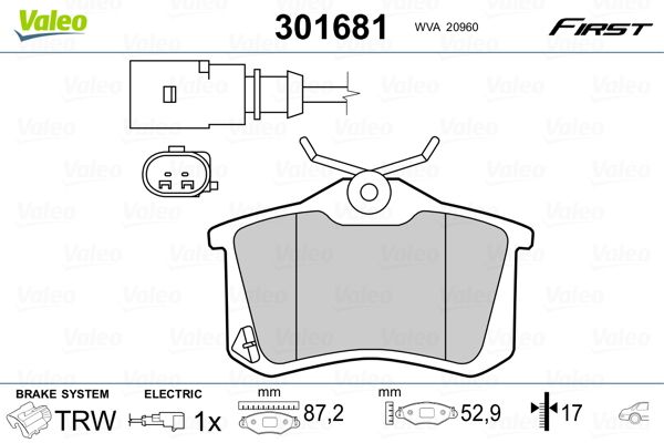 Brake Pad Set, disc brake VALEO 301681