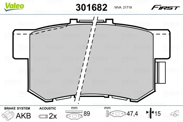 Brake Pad Set, disc brake VALEO 301682