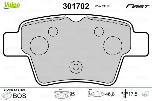 Brake Pad Set, disc brake VALEO 301702