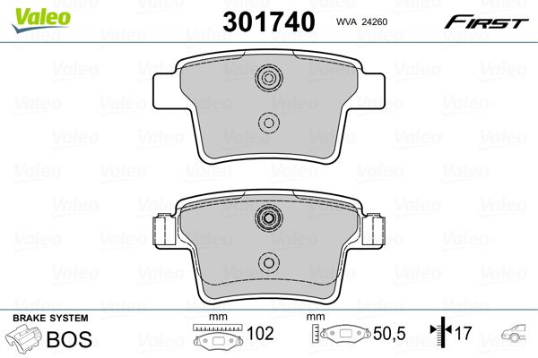 Brake Pad Set, disc brake VALEO 301740