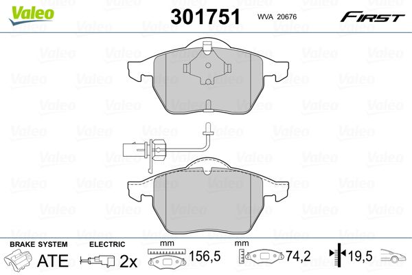 Brake Pad Set, disc brake VALEO 301751