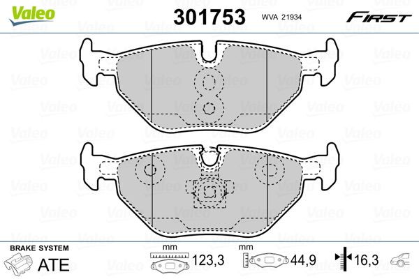 Brake Pad Set, disc brake VALEO 301753