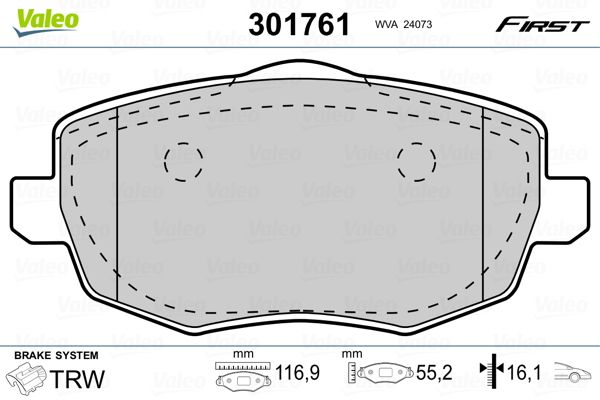 Brake Pad Set, disc brake VALEO 301761