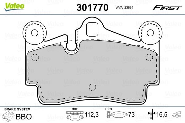 Brake Pad Set, disc brake VALEO 301770