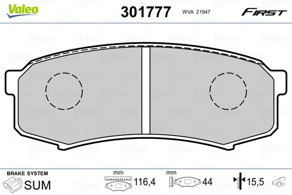 Brake Pad Set, disc brake VALEO 301777