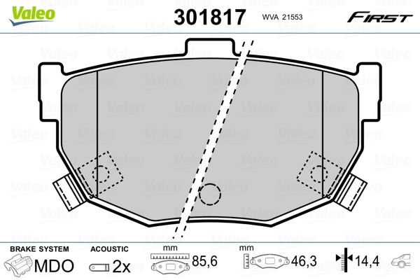 Brake Pad Set, disc brake VALEO 301817