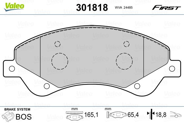 Brake Pad Set, disc brake VALEO 301818