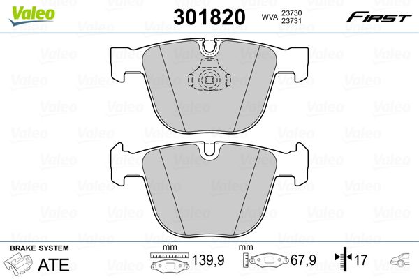 Brake Pad Set, disc brake VALEO 301820