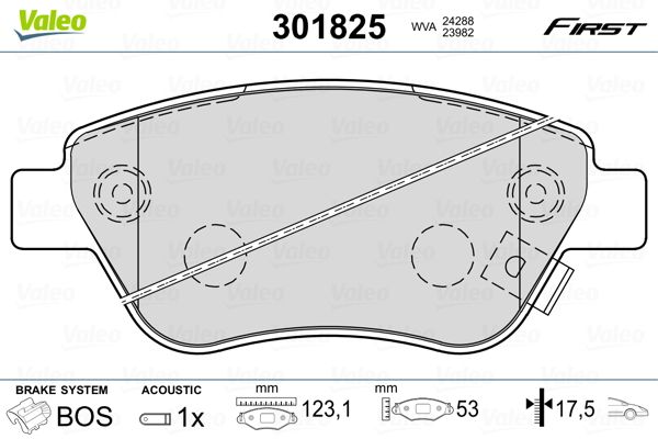 Brake Pad Set, disc brake VALEO 301825