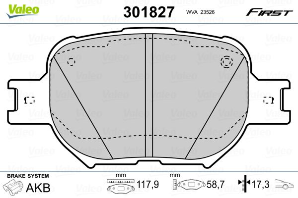 Brake Pad Set, disc brake VALEO 301827