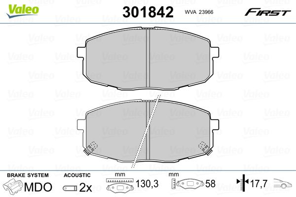 Brake Pad Set, disc brake VALEO 301842