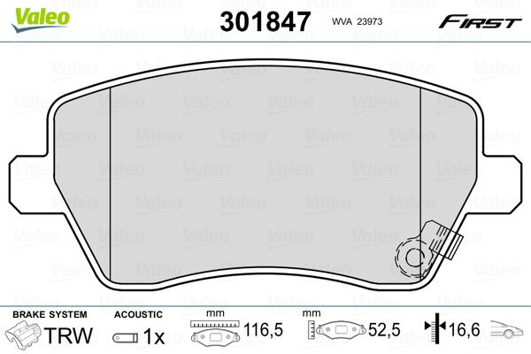 Brake Pad Set, disc brake VALEO 301847