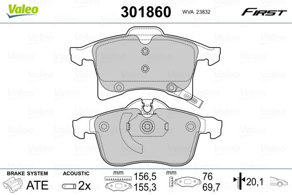 Brake Pad Set, disc brake VALEO 301860