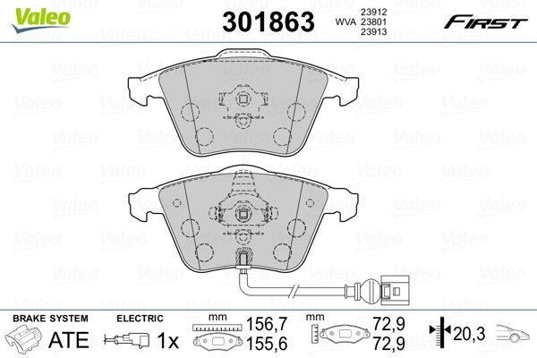 Brake Pad Set, disc brake VALEO 301863