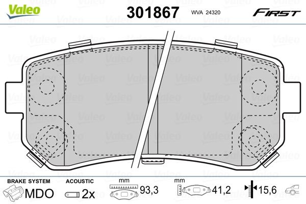 Brake Pad Set, disc brake VALEO 301867