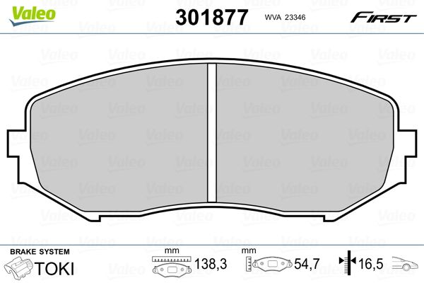 Brake Pad Set, disc brake VALEO 301877