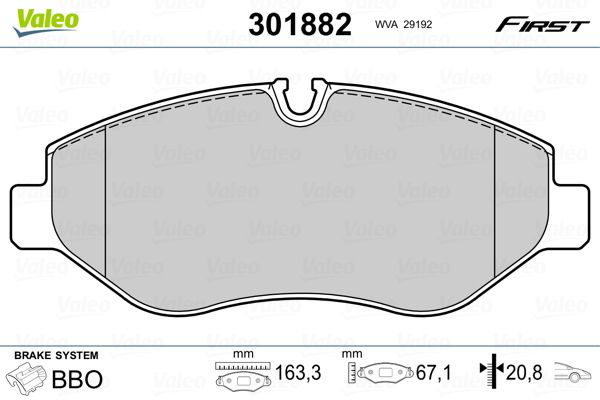 Brake Pad Set, disc brake VALEO 301882