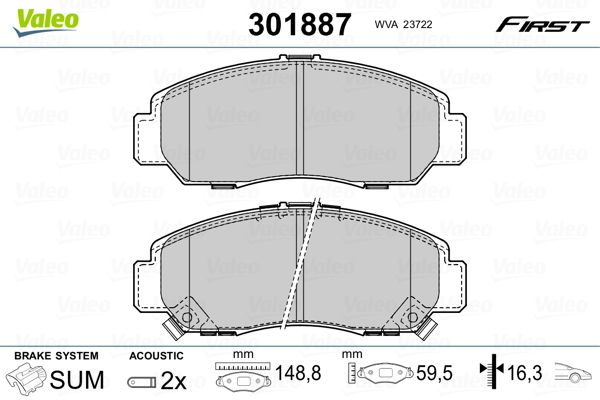 Brake Pad Set, disc brake VALEO 301887