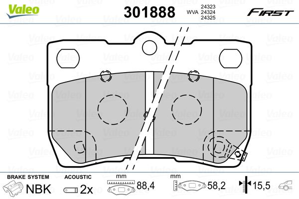 Brake Pad Set, disc brake VALEO 301888