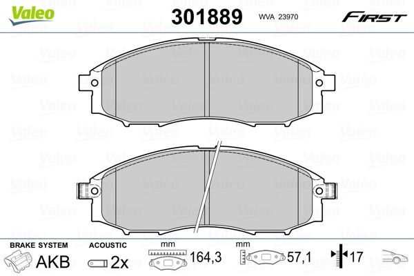 Brake Pad Set, disc brake VALEO 301889