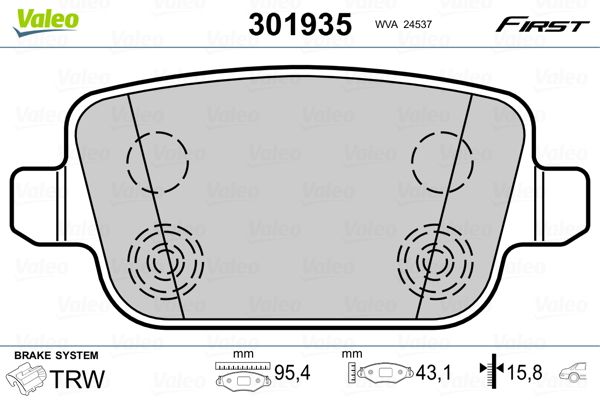 Brake Pad Set, disc brake VALEO 301935