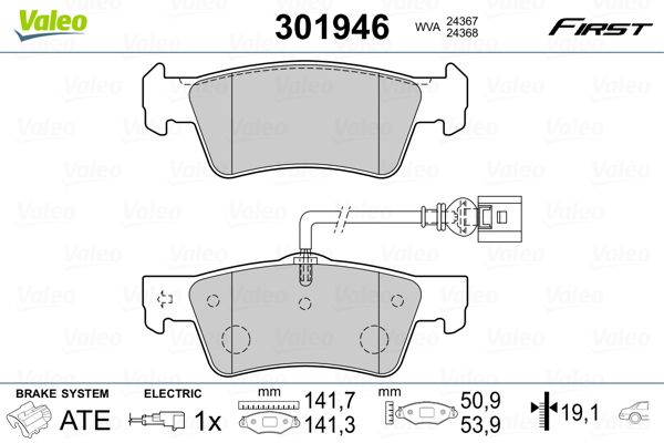 Brake Pad Set, disc brake VALEO 301946