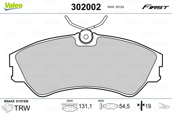 Brake Pad Set, disc brake VALEO 302002