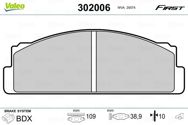 Brake Pad Set, disc brake VALEO 302006