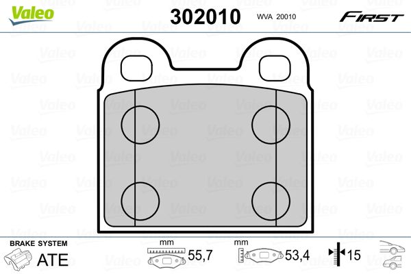 Brake Pad Set, disc brake VALEO 302010