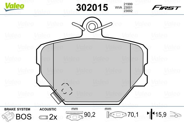 Brake Pad Set, disc brake VALEO 302015