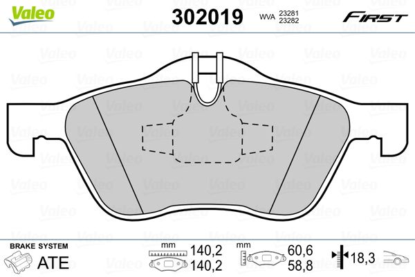 Brake Pad Set, disc brake VALEO 302019